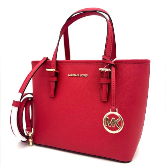 Michael Kors Jet Set Travel Extra-Small Top Zip Tote Bag Red - Picture 1 of 11